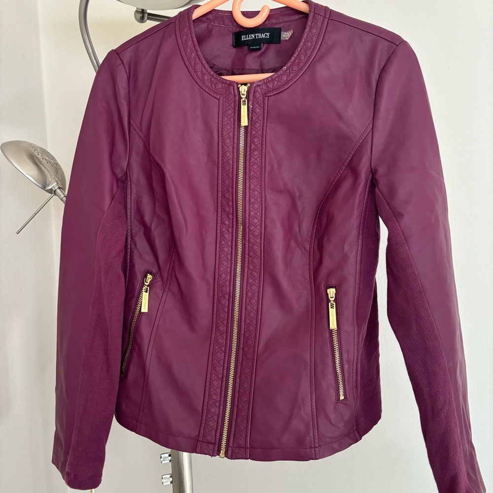 Ellen Tracy Faux Leather Jacket in Purple color (Excellent Condition)